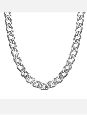 Italian sterling silver curb double link chain bracelet